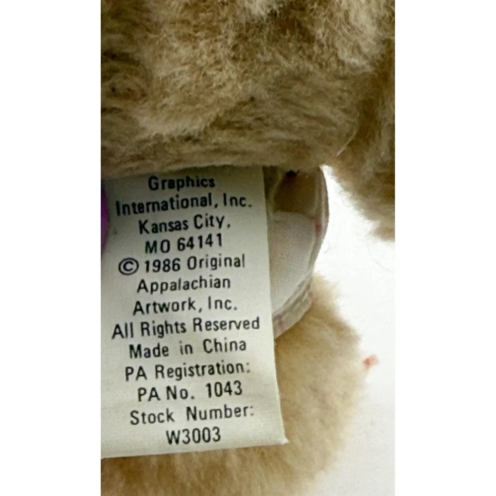 Vintage 1986 Furskin Hattie Plush In Floral Dress & Pink Straw Hat